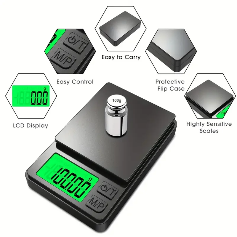 New Mini Precision Pocket Scale 1000g × 0.1g - Digital Gram, Food, Jewelry, Ounces/Grains Scale, Portable Scale
