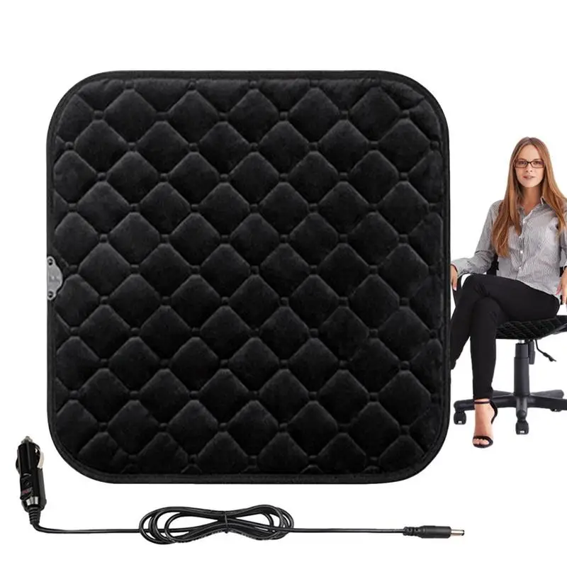 

Heated Car Seat Cushion 12V Warm Seat Cover 17.7X17.7Inch Heated Seat Cover Breathable Square Fast Heating Cushion Pad Universal