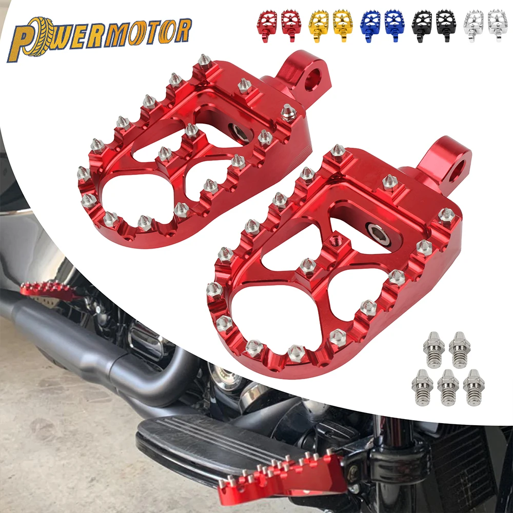Universal Pegs Motorcycle Footpegs 360° CNC Wide Fat Roating Foot For Harley Dyna Fat Bob Softail Sportster Street Bob Motocross
