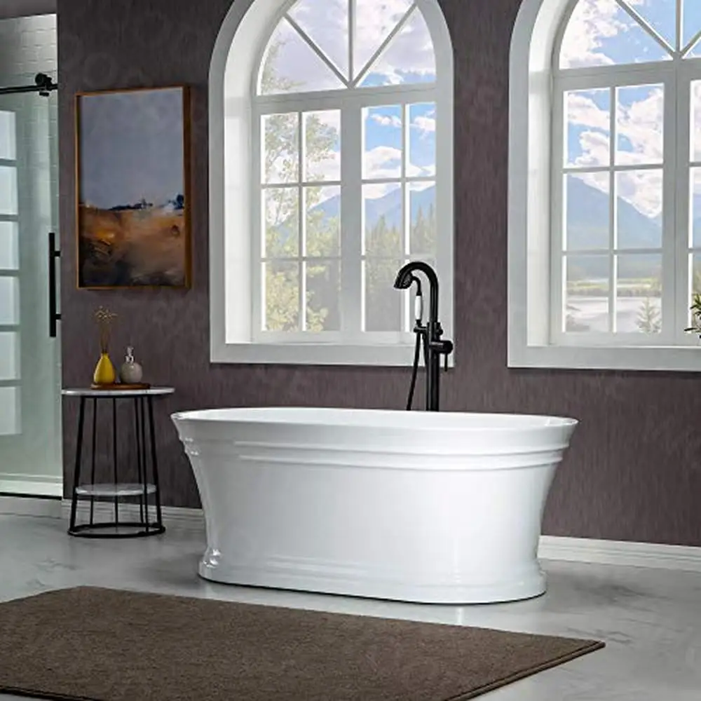 59" Acrylic Bathtub with Non-Slip Design High Gloss White Finish and 53 Gallon Capacity 4