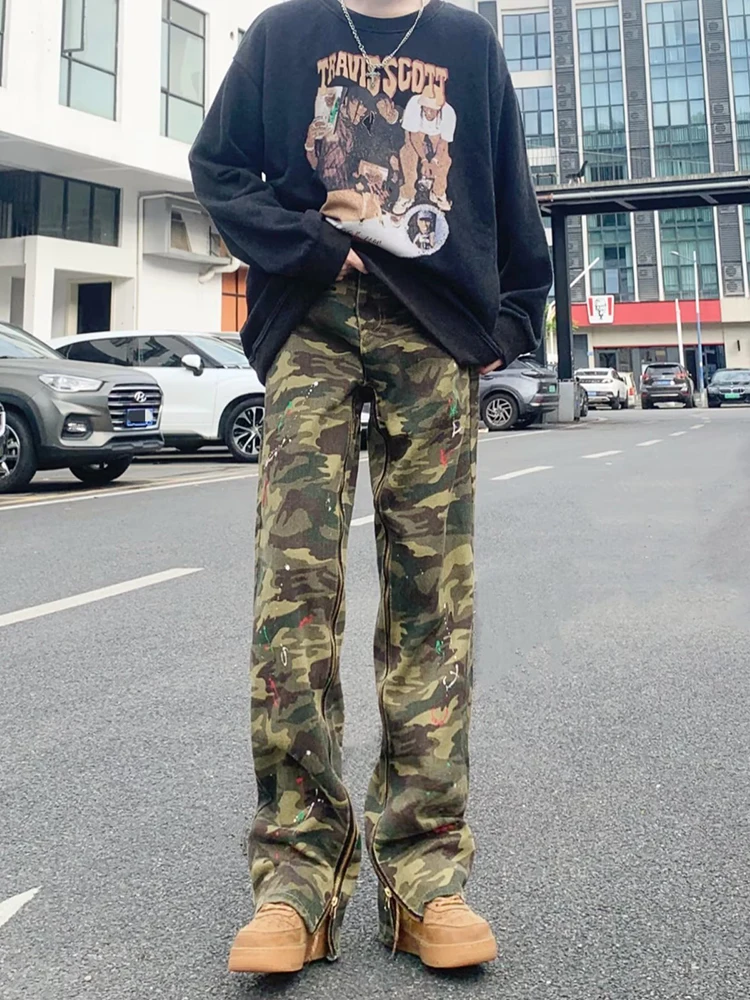 

YIAHNKE Vintage Tooling Functional Camouflage Loose Jeans Men Y2K Boyfriend Streetwear Gothic Rock Punk Oversized Pants Women