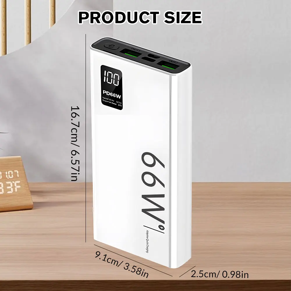 66W Super Fast Charging Portable Power Bank 20000mAh Dual USB PD20W External Battery Charger Powerbank for iPhone Xiaomi Huawei 6