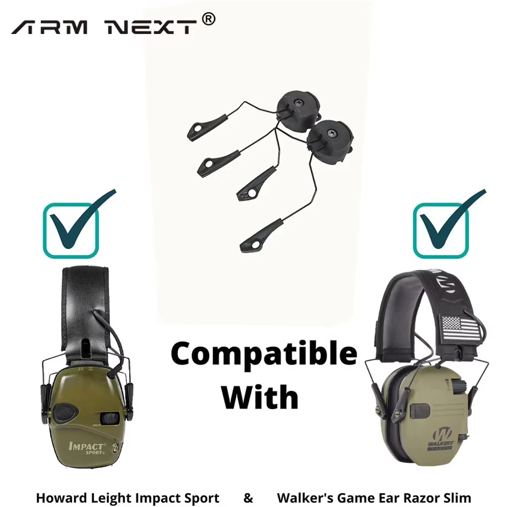 Electronic Earmuf Helmet Rail Adapter Tactical headphone Stand for Howard Leight Impact Sport hunting shooting headset Accessory 2