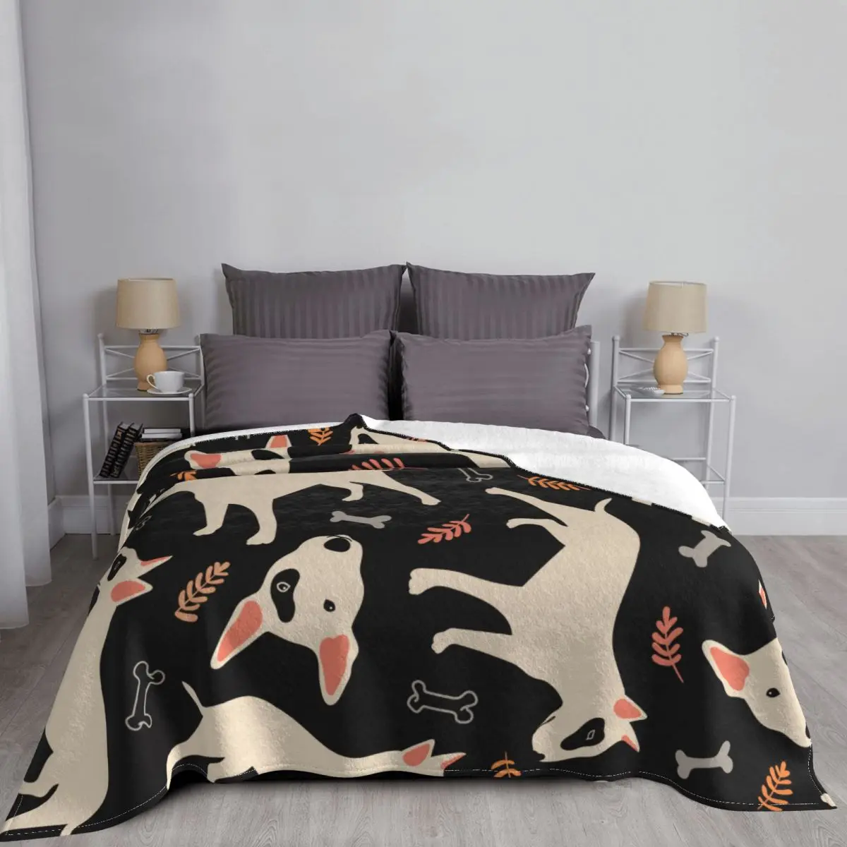 

Bull Terrier Flannel Blankets Gifts for Animal Dog Lovers Cozy Throw Bedroom Sofa Decoration Ultra-Soft Warm Bedspreads