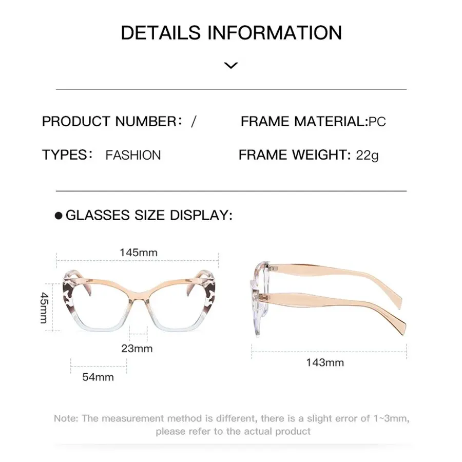 Anti Blue Light Glasses Cat Eye Frame For Men Women Optical Lens Replaceable Eyewear
