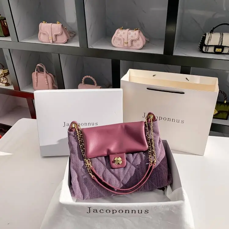 COY JACOPONNUS Purple Tote Bag New Trend Fashion High-end Texture Niche  Large Capacity Shoulder Bag Underarm Bag