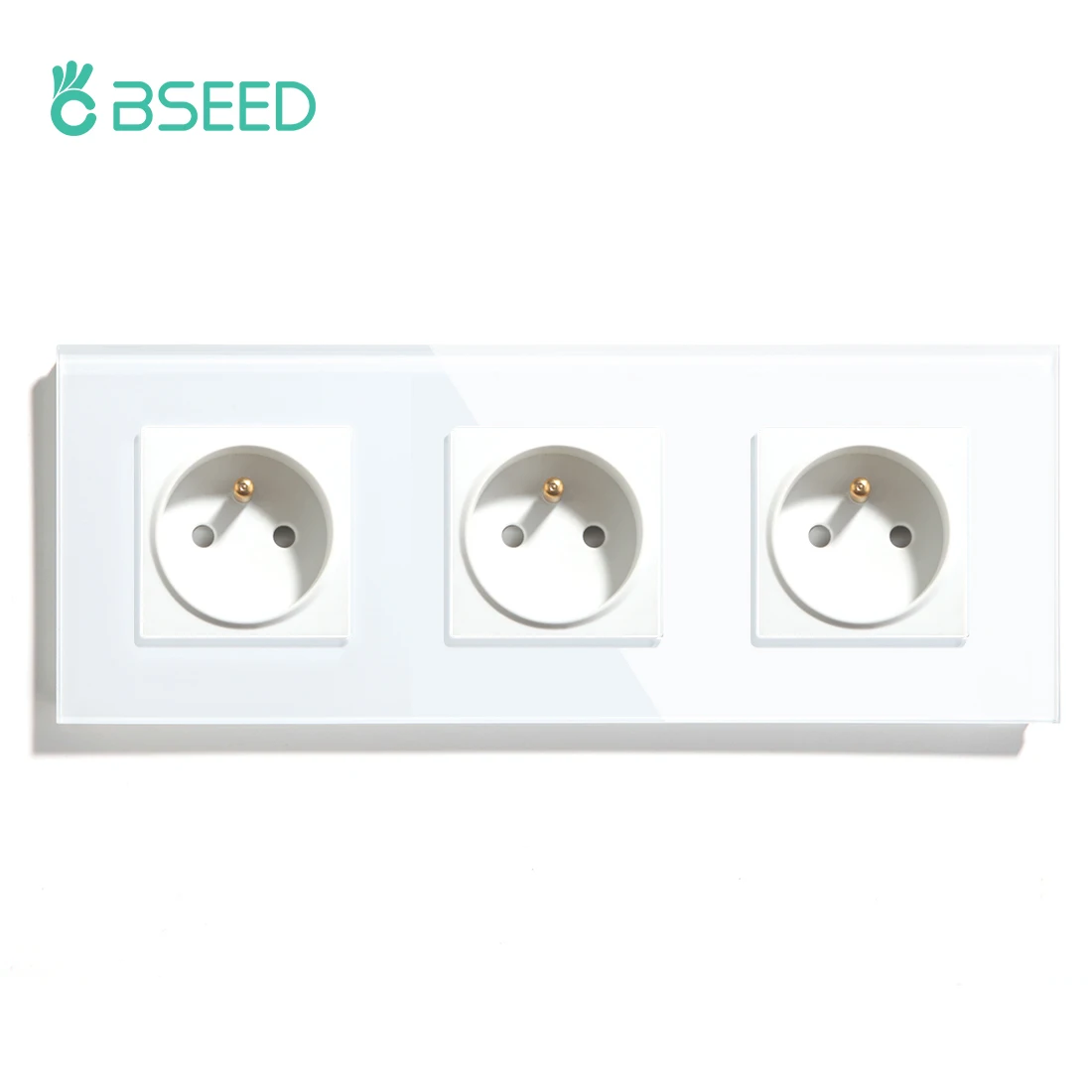 BSEED Prise Murale Prises de courant Alternatif 1 Gang Cadre en Verre  Trempé Norme Française 16 Amp 240V 86mm Blanc