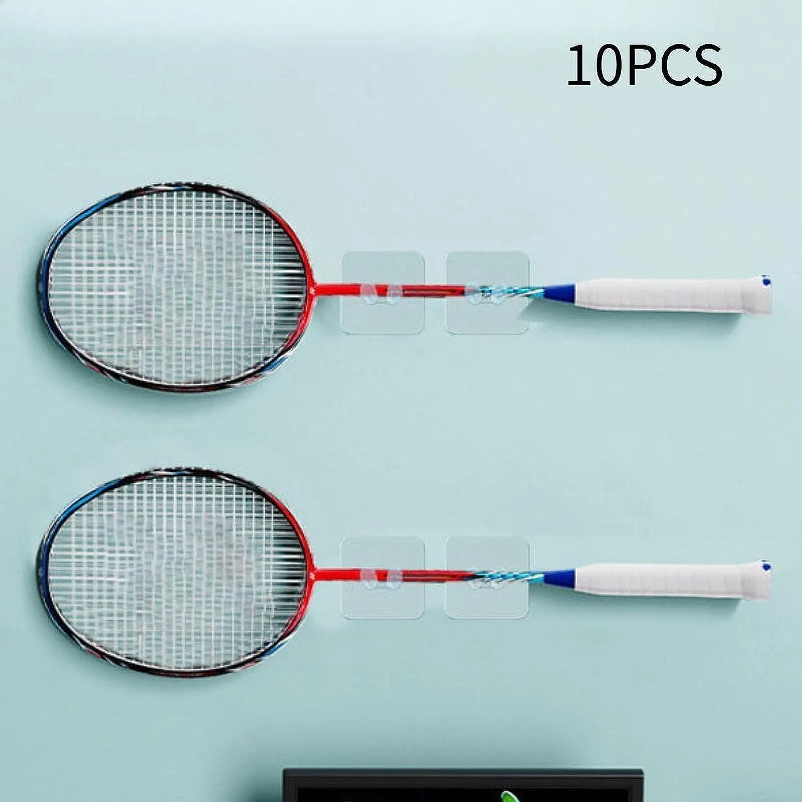 10x Badminton Racket Hooks Portable Storage Racks for Garage Living Room Gym
