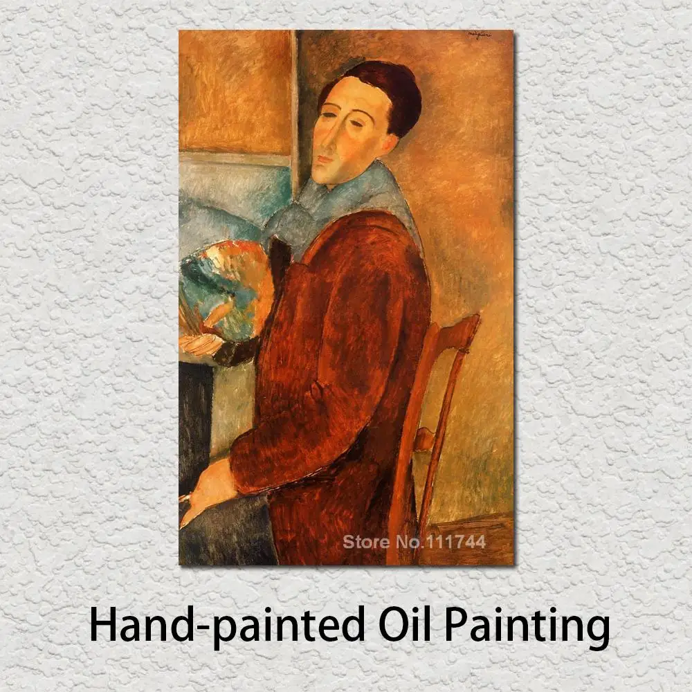 

Картина маслом ручной работы, Автопортрет от Amedeo Modigliani, офисное настенное Искусство высокого качества