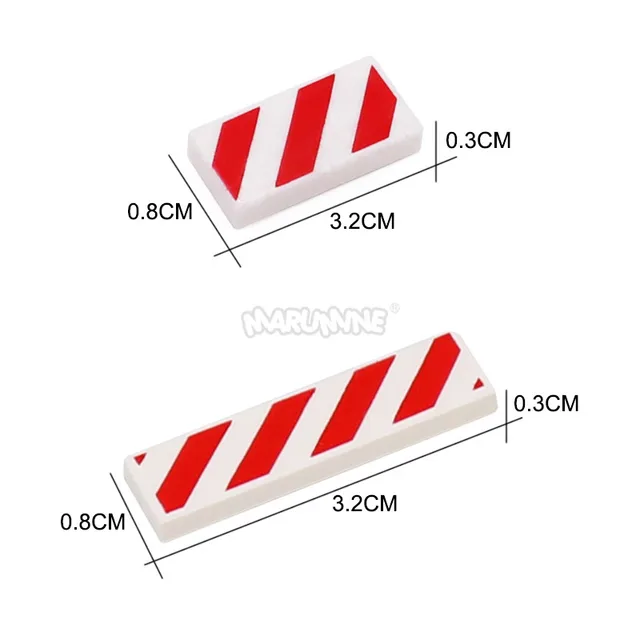 Marumine 1x4 Tile Warning Signs 20PCS MOC Bricks Danger Stripe Part Build Block Accessories Fit with 2431 p52 Plate Barricade 6