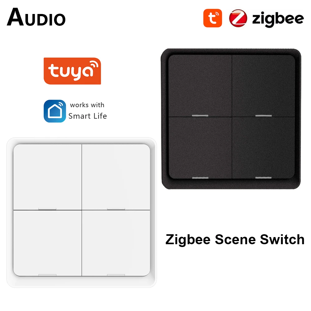 

4 Gang Tuya Zigbee Scene Switch Wireless 12 Scene Switch Push Button Remote Controller Automation Control Works Smart Life App