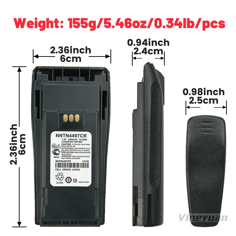NNTN4497CR 2600mAh Li-ion Battery For Motorola CP200 PR400 EP450 DEP450 CP140 CP160 CP180 CP250 GP3688 GP3188 Radio HighCapacity 2
