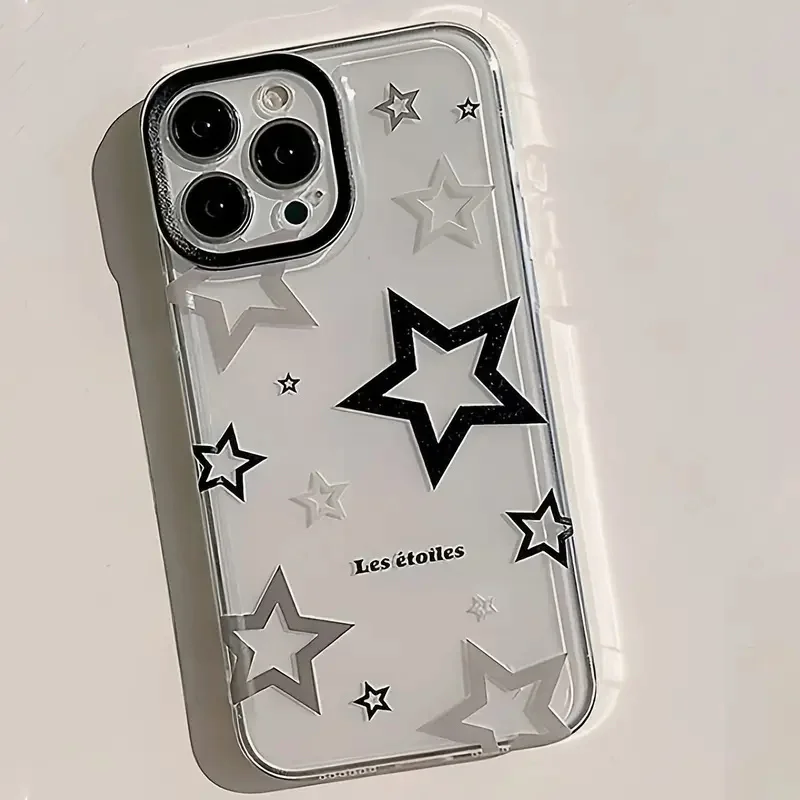 Sleek Black and Gray Star Design Protective Phone Case