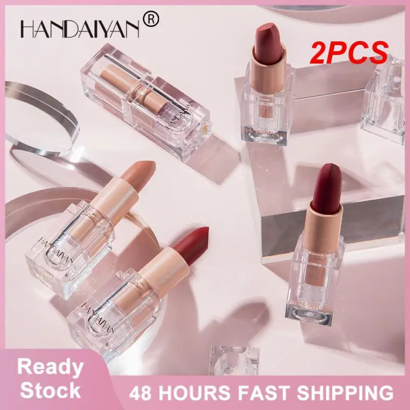 

2PCS Portable Pocket Lipstick Soft Fog Lip Stick Ice Crystal Lip Glaze 12 Colors Lips Makeup Velvet Matte Lipstick Waterproof