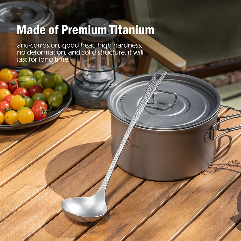 Boundless Voyage Long Handle Titanium Soup Ladle For Camping Cookware_voghion.com