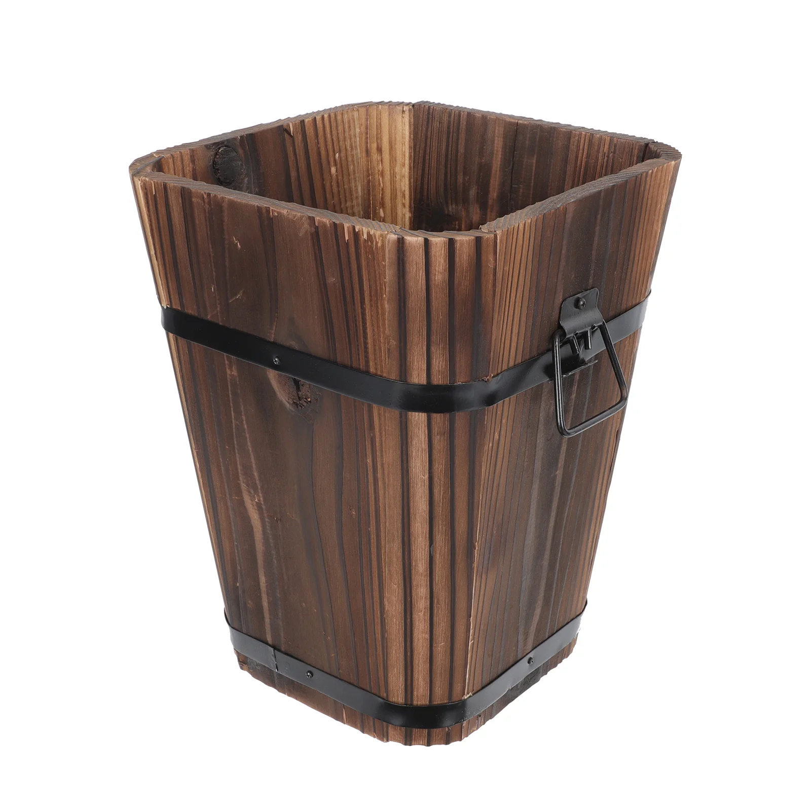 

Succulent Flower Pot Vegetable Barrel Planter Pots Wood Holder Home Decor Solid Bucket Floral Retro Style Big Flowerpot Wooden