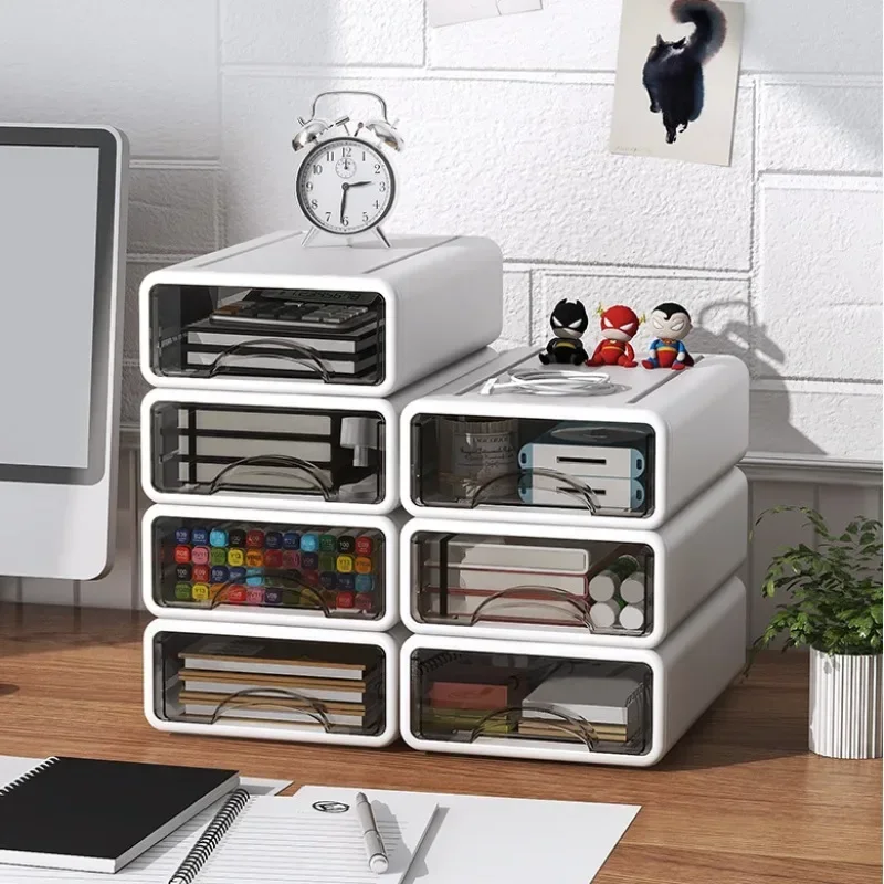 Plastic Box Desktop Organizer Drawer Makeup Storage Box Stackable Jewelry Container Large Mask Office Storage Medicine Dustproof 2