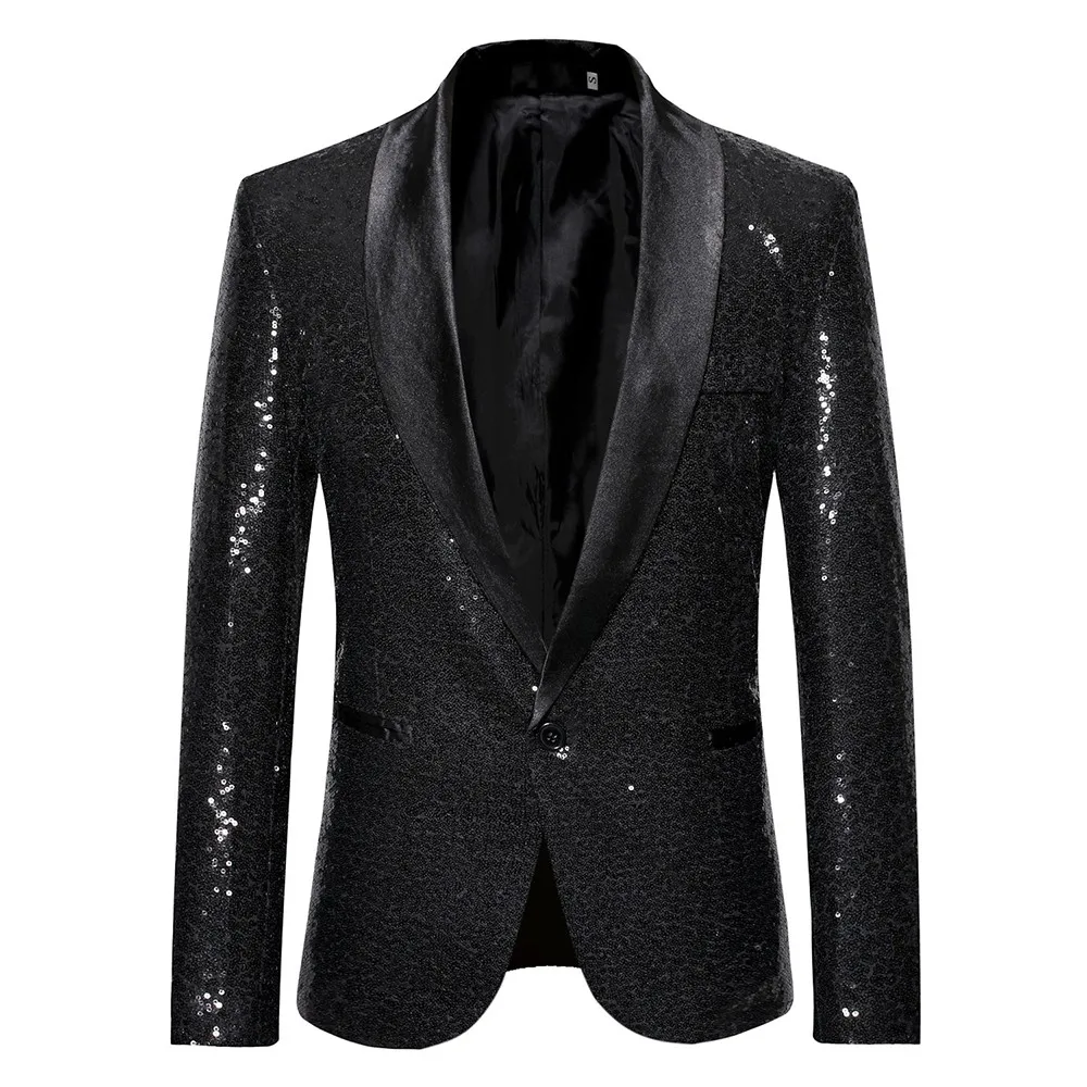 

Brand New Coat Jacket Party Polyester Suit Coat 1pcs Blazer Bling Formal Wear Gentleman Glitter M/L/XL/2XL Party