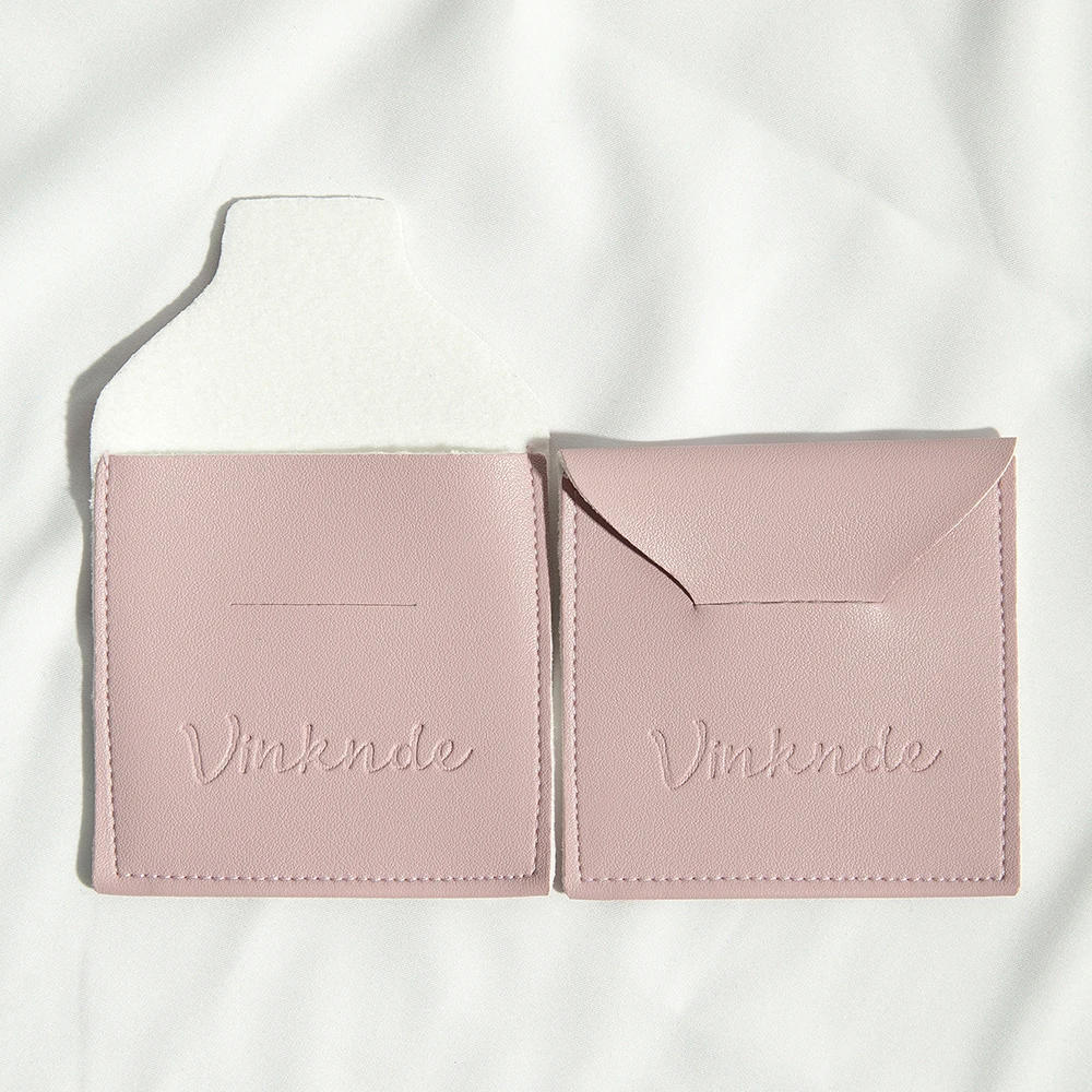 50 Stück Leder-Umschlagtaschen für kleine Ringe, Ohrringe, Halsketten, Hochzeitsgeschenke, personalisierter Logodruck, Schmuckverpackung – Detail 9