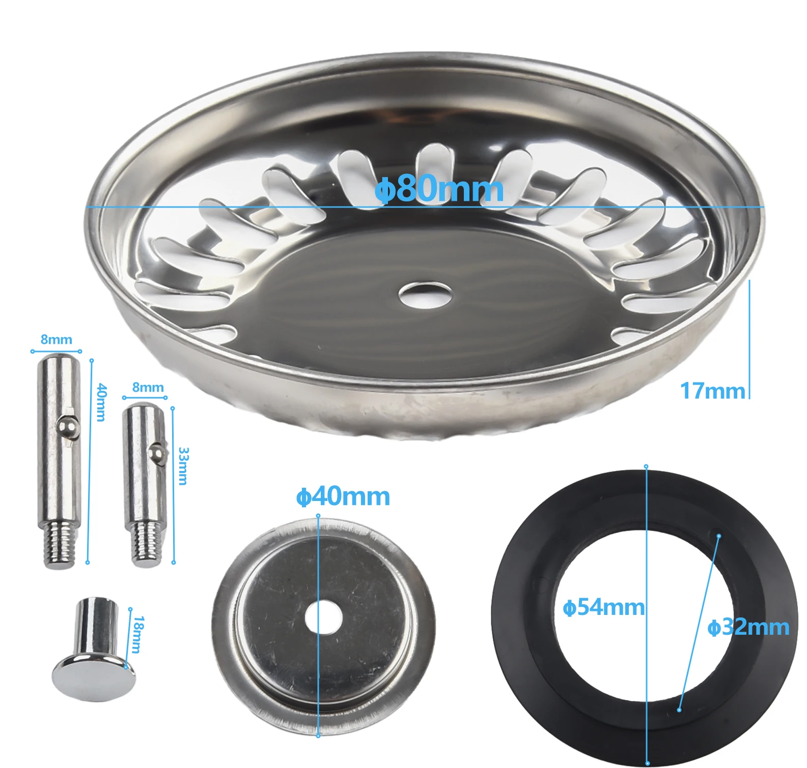 

84mm Fixing Pin 80mm 82mm Showers Bath Tubs Bathroom Sinks Sink Strainer Basin Drain Filter Replacement Universal