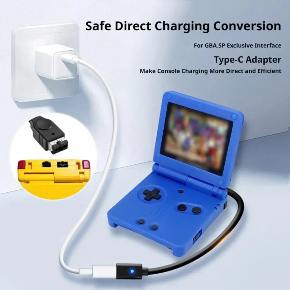USB Type-C 충전 케이블 USB-C 암형-GBA SP 어댑터(LED 표시등 포함) NDS 및 게임보이 어드밴스 SP 콘솔용