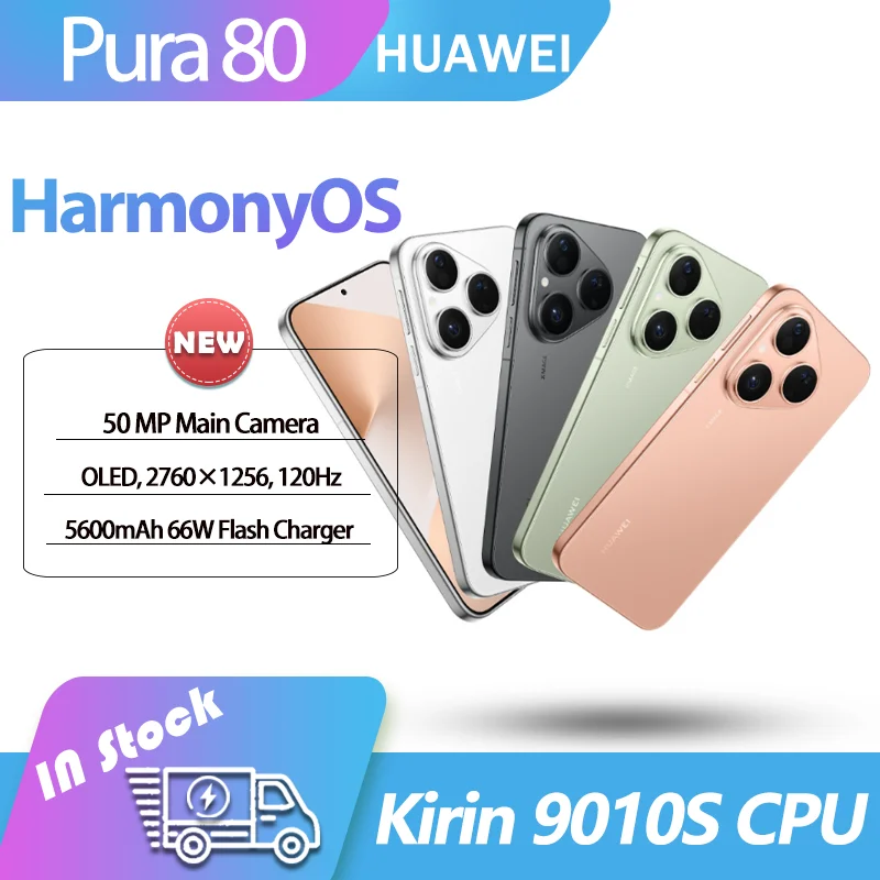 NEW HUAWEI Pura80 6.6 120HZ OLED Kirin 9010S CPU 50MP OIS Cameras NFC OTA 66W Fast Charge 5600mAh HarmonyOS 5.1 Pura