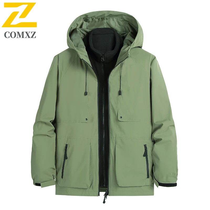 Autumn Winter Men's Hiking Jacket Mountaineering Skiing Windproof Waterproof 3-in -1 Multifunctional Coat New Warm Couple Jacket