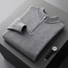 Winter new cashmere sweater men's knitted plus size high-end coat 100% wool half-height collar thick pullover youth Joker warm 3