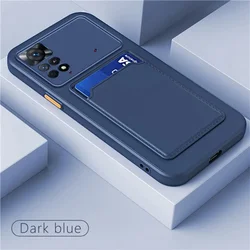 Silicone Card Holder Soft Phone Case Cover for Redmi Note 15 5G 4G (Dark Blue)