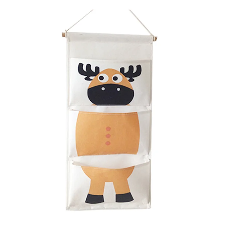 3 Large Pockets Cartoon Animal Wardrobe Storage Hanging Bag Sundries Jewelry Organizer Box Wall Pouch Cosmetics Toys Bag 5