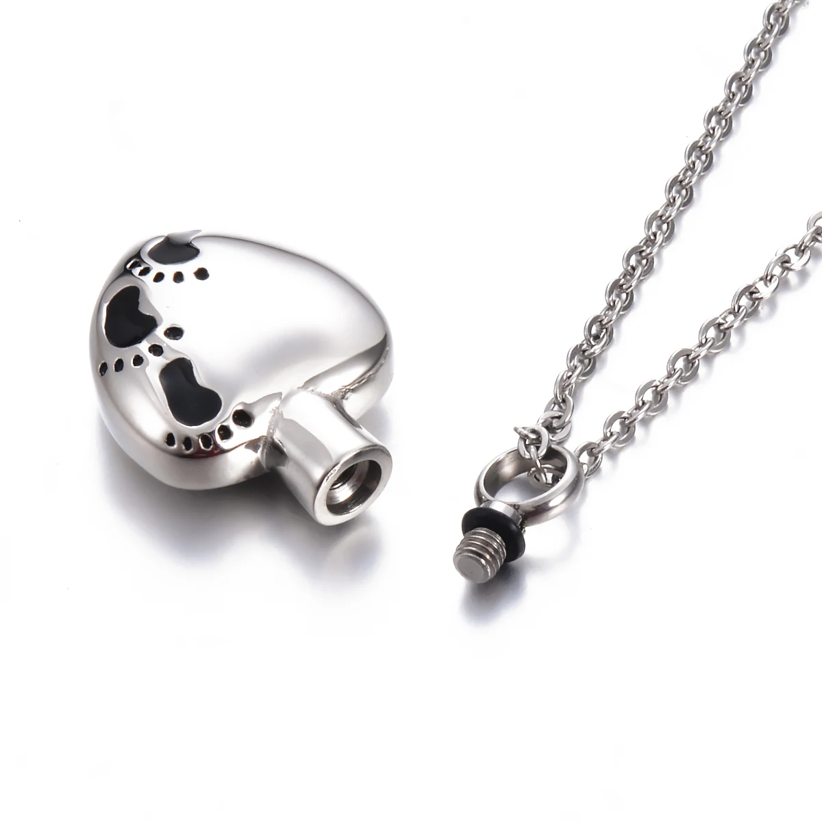 Mommy/Daddy of an Angel Miscarriage Memorial Jewelry  Stainless Steel Heart-Shaped Footprints Urn Necklace Ash Keepsake Pendant 4