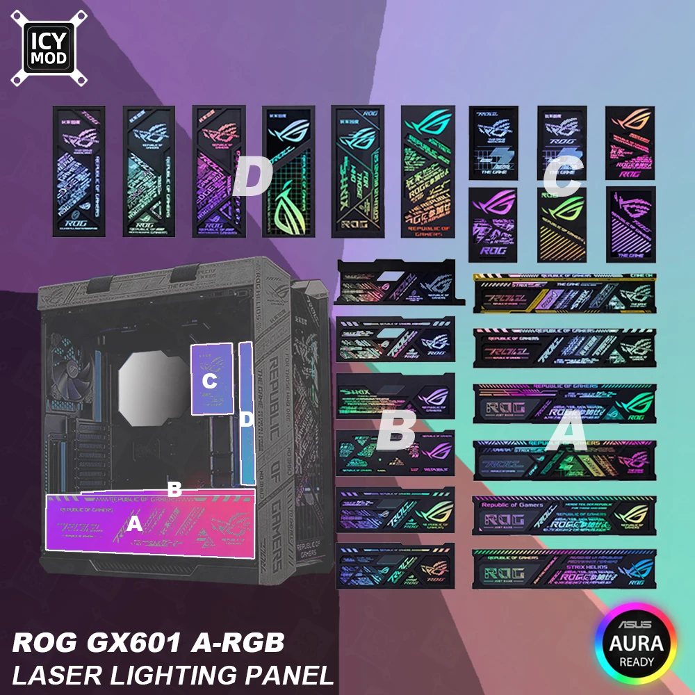 Placa de Luz Decorativa Rog Strix Helios Painel de Gravação a Laser 5v 3pin Placa Iluminação Argb Preto e Branco Asus Gx601 pc Mod