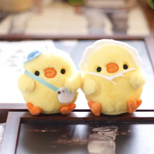귀여운 치킨 봉제 인형 미니 카와이 오리 키 체인, Little Yellow Chicken Pendant, 기분 추적기