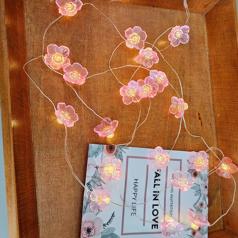 30LEDS Cherry Blossom Fairy String Lights Pink Landscape ligh Flower String Lamps For Outdoor festival Christmas Decorationts 6