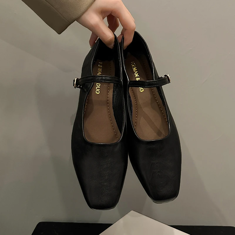 Mary Jane Single shoes Thick Heel Shoes Elegant Classic Retro Square Toe Comfortable Soft Shallow Cut Low Heel Women's Shoes 3