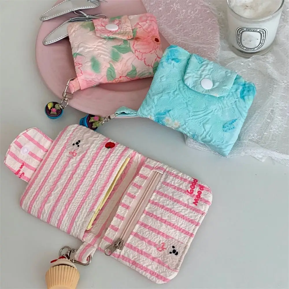 Women Girls Floral Cloth Mini Wallets Cartoon Coin Purses Card Holder Money Bag Zipper Change Pouch Storage Bag
