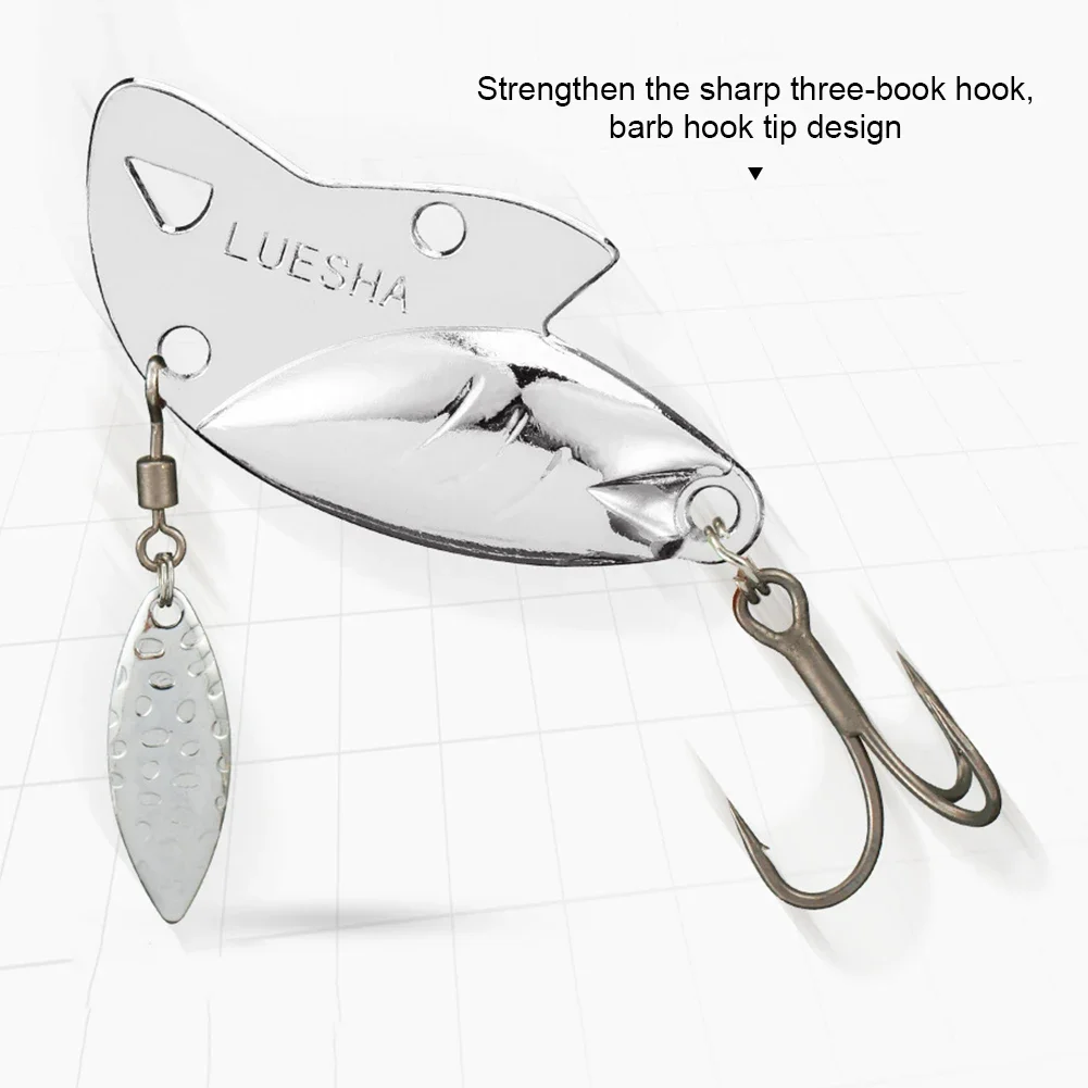 1Pc 5/10/15G Metal VIB Wobbler Fishing Lure Tail Spinner Sinking Rotating Spoon Pin Crankbait Sequins Bait Fishing Tackle