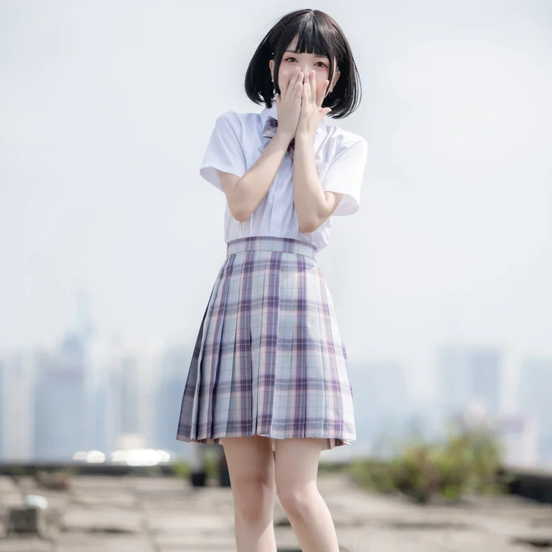 Wen A-line Pleated Skirt Sweet and Versatile College Style Jk Plaid Short Skirt Goth Dresses Women Lolita