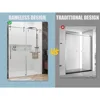 Sliding Shower Door, 56-60“ W X 76” H, Clear Tempered Glass, Frameless with Handle and Waterproof Seal, Sliding Shower Door 5