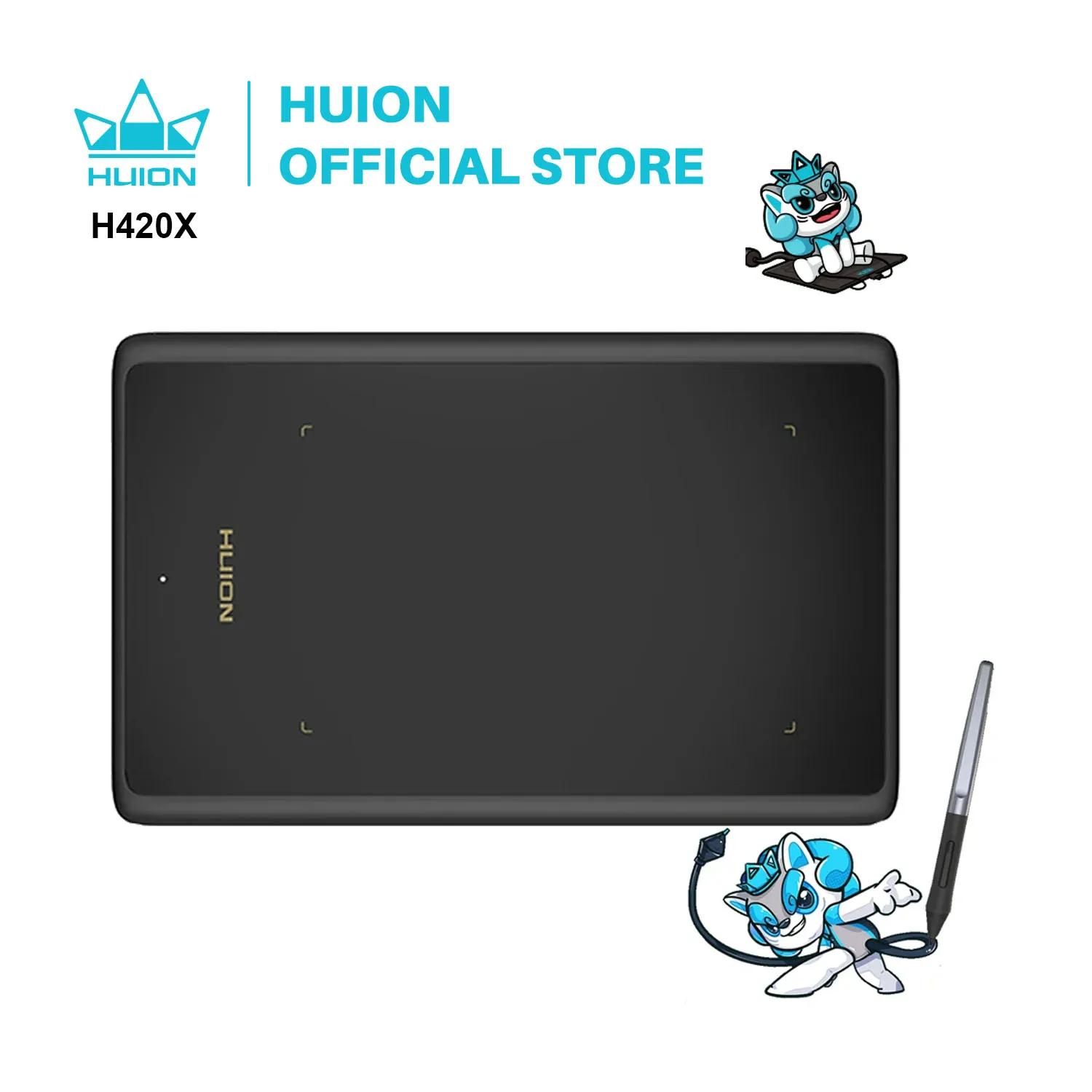 HUION 디지털 드로잉 그래픽 태블릿, 무배터리 펜 포함, PW100 8192 L, 그래픽 태블릿, H420X