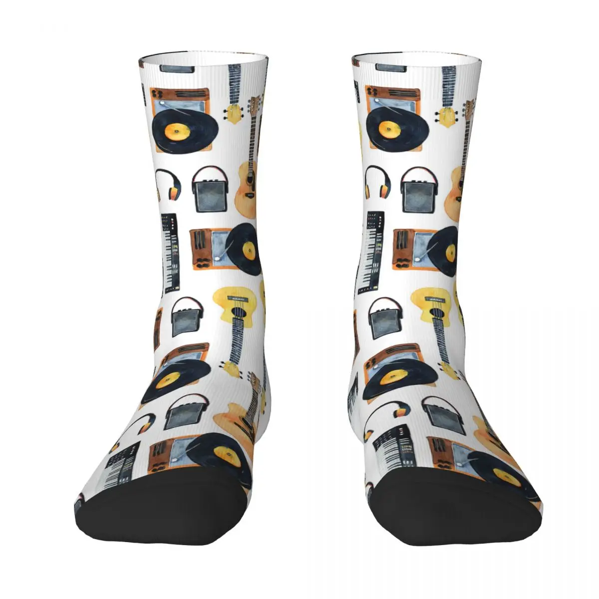 Seamless Pattern Yellow Musical Instruments Adult Socks,Unisex socks,men Socks women Socks