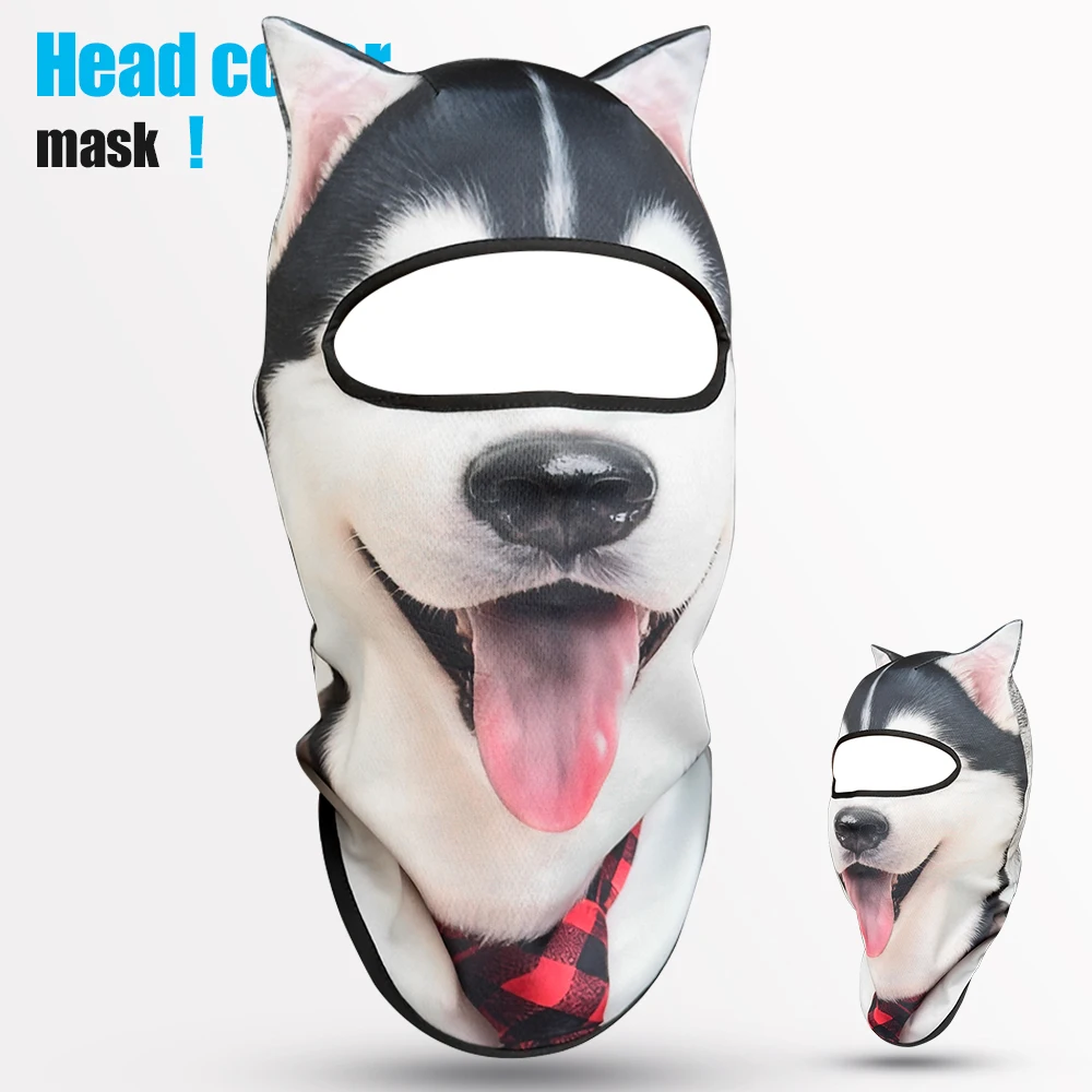 3D 동물 고양이 디자인 여름용 풀페이스 넥 프로텍터 햇빛 가리개 통기성 속건 폴리에스터 헬멧 라이너 (야외 사이클링용)