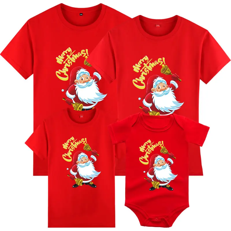 

Christmas Family Matching Outfits Women Men Kids T-shirt Baby Rompers Short Sleeve Cartoon Father Mother Son Daughter Clothes
