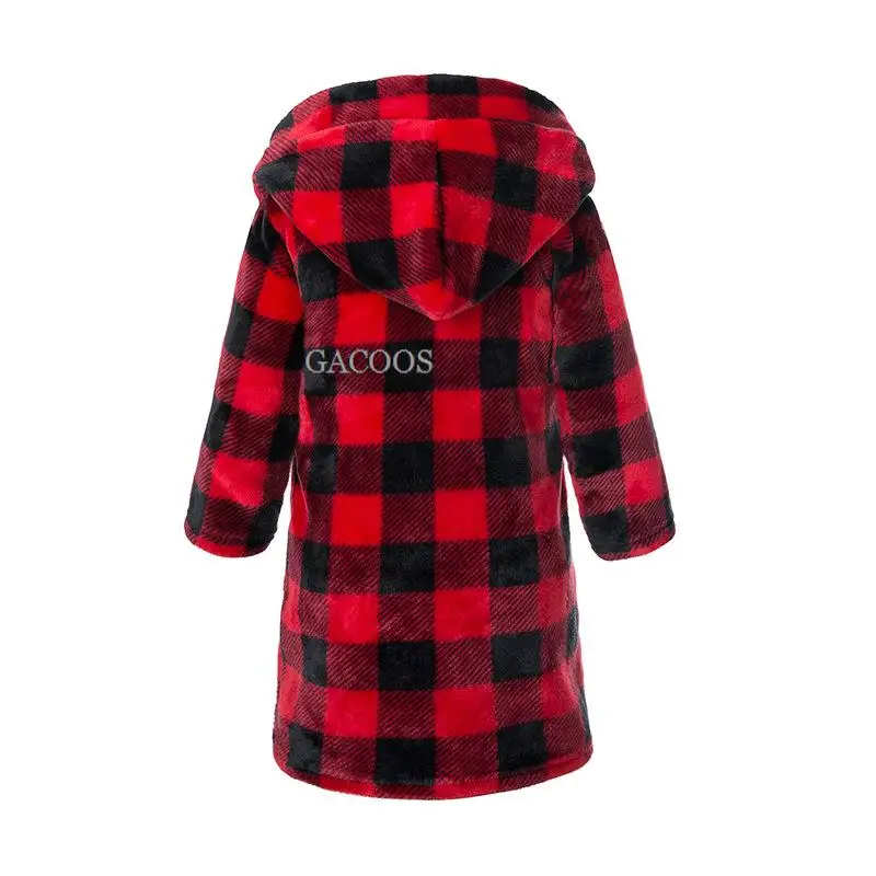 Boys Girls Cartoon Unicorn Flannel Hooded Bathrobe Autumn Winter Kids Warm Thicken Sleepwear Robe Children's Bath Robe for Kids