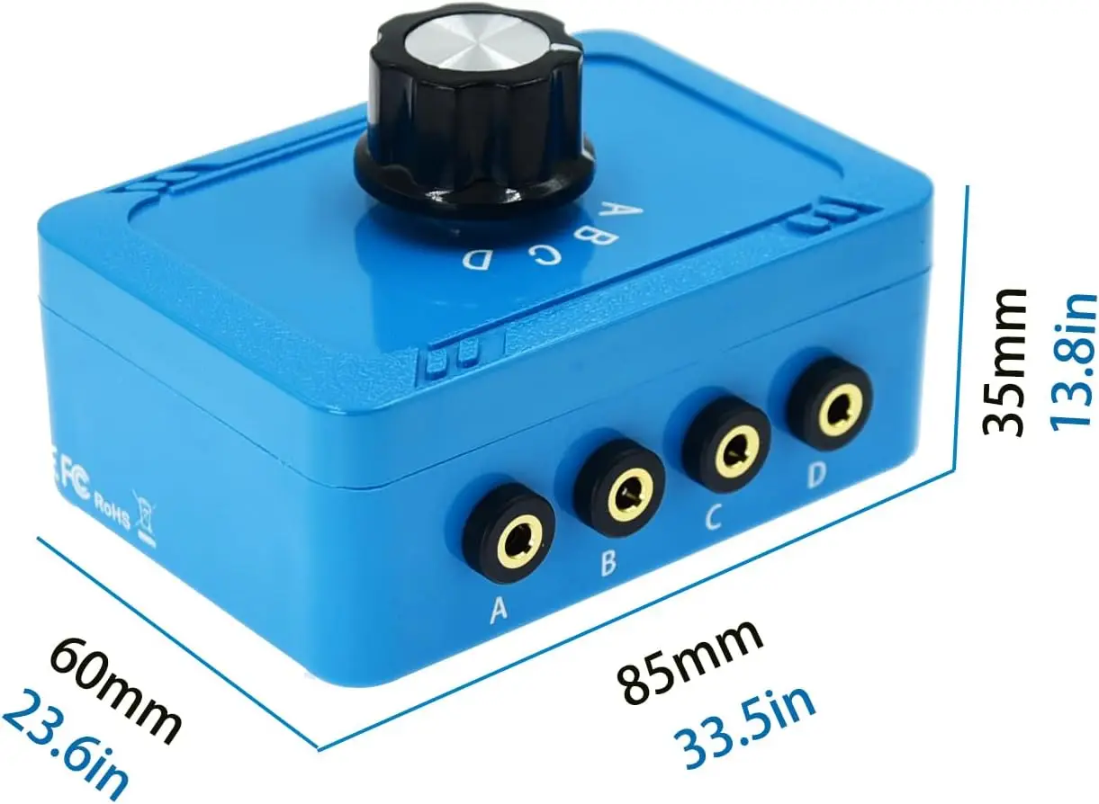 No External Power No Noise Audio selector 3.5 mm TRS Stereo 4 Way Channel Splitter switcher Box Switching Mini Jack