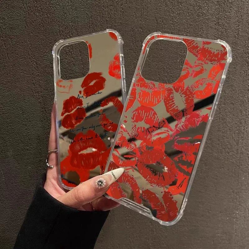 Red Lip Pattern Mirror Acrylic Phone Case