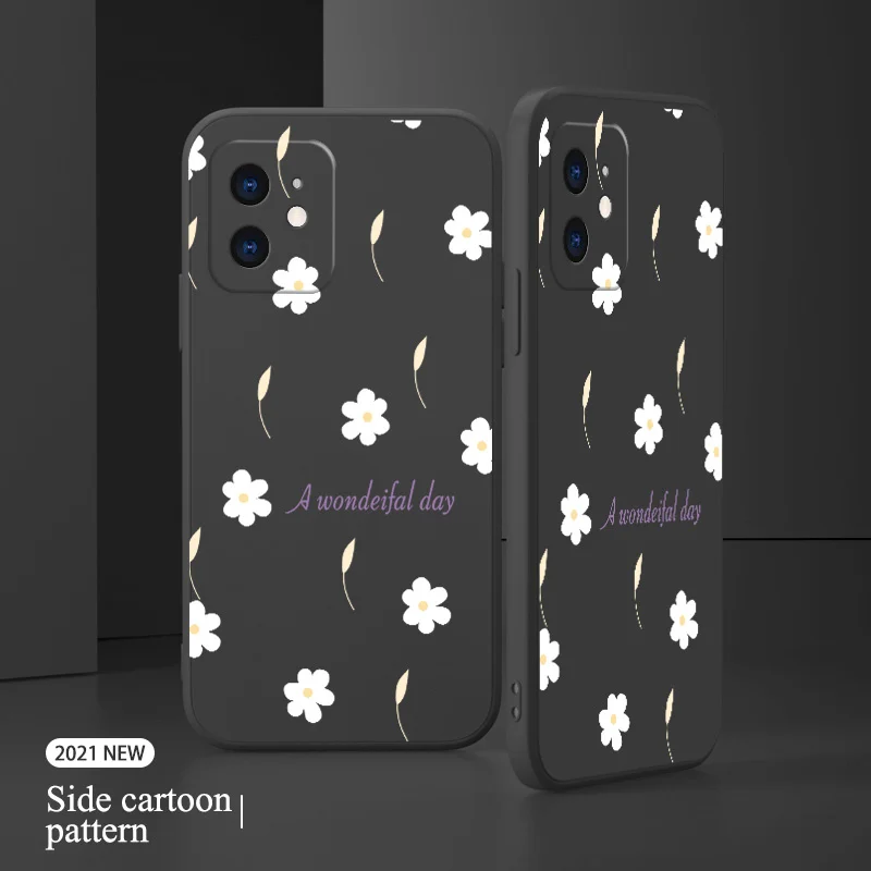 Literary Flowers Case For iPhone 11 13 Pro Max Mini 11 Pro Max X XR XS MAX SE2020 8 7 Plus 6 6S Plus Soft Silicone Phone Cover belt pouch for mobile phone Cases & Covers