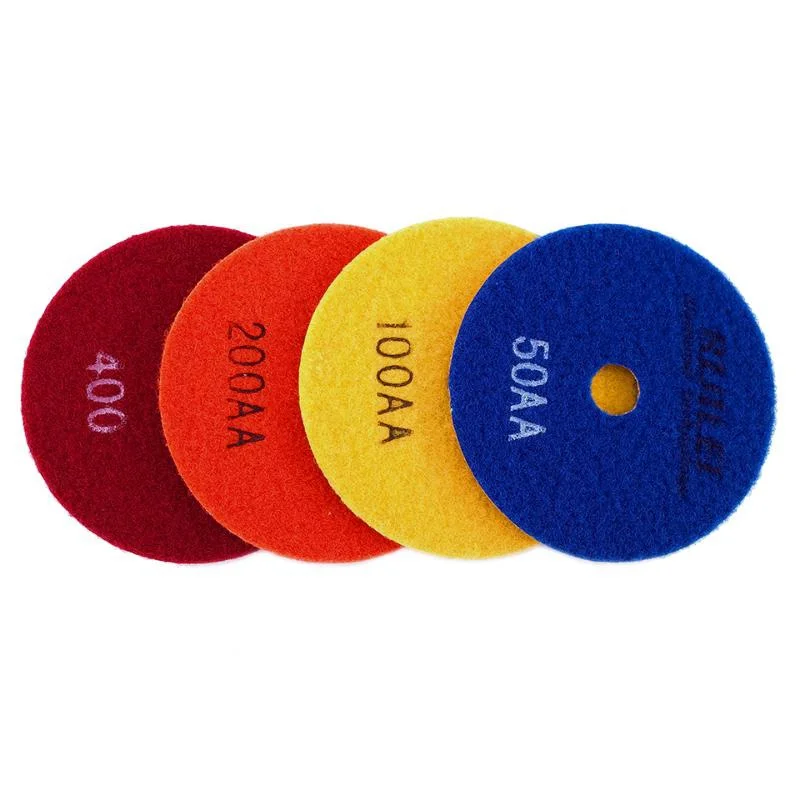 4PCS Super 4 Inch Diamond Polishing Pads Copper Bond Wet Polishing Pad for Granite Marble Concrete Floor Grinding Discs