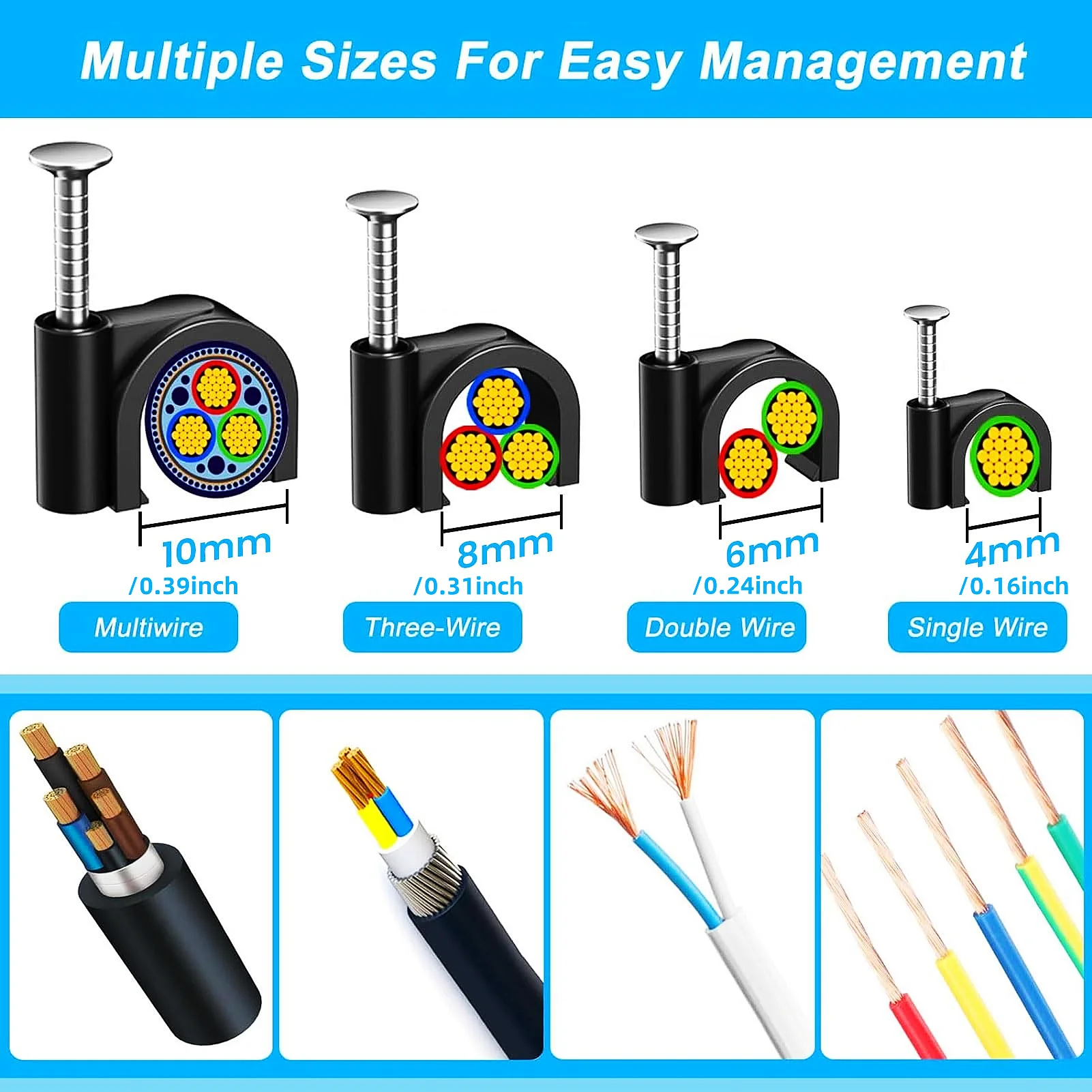 100 pcs cable clamps nail in cable clips ethernet wall clips tacks coax clip speaker wire clips