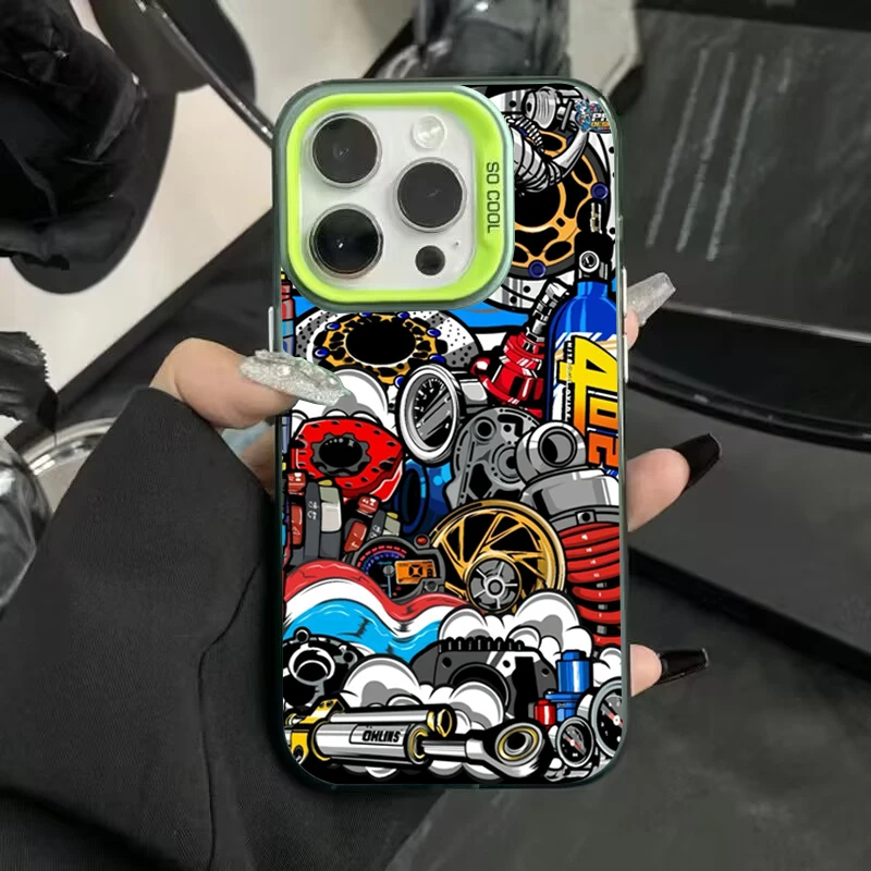 Electroplated Silver Mechanical Gear Pattern Phone Case